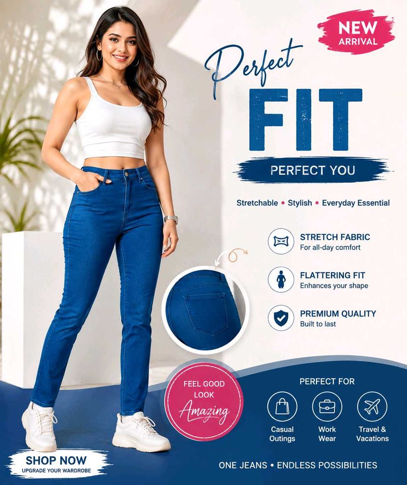 Perfect Fit Blue Denim Jeans