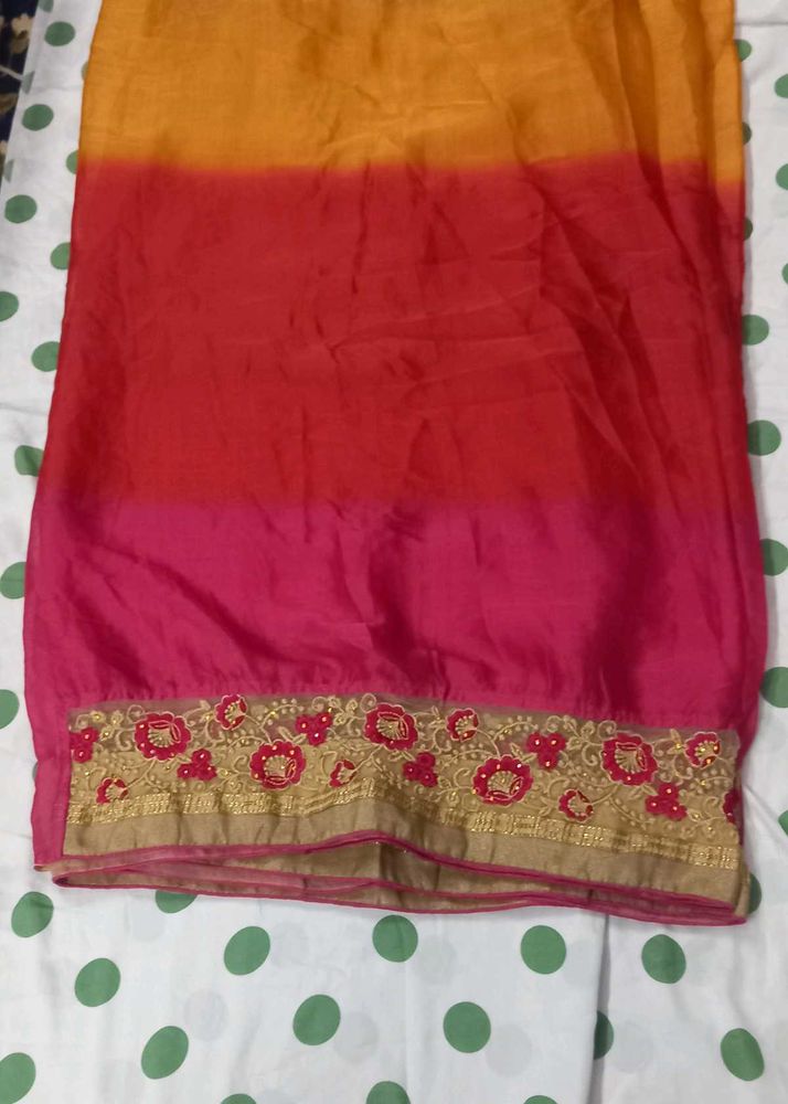 Vibrant Ombre Silk Saree with Embroidery