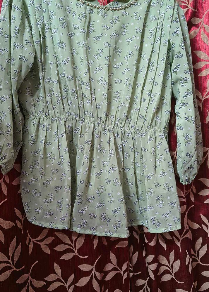 🌿 Elegant Sage Green Floral Dress 🌿