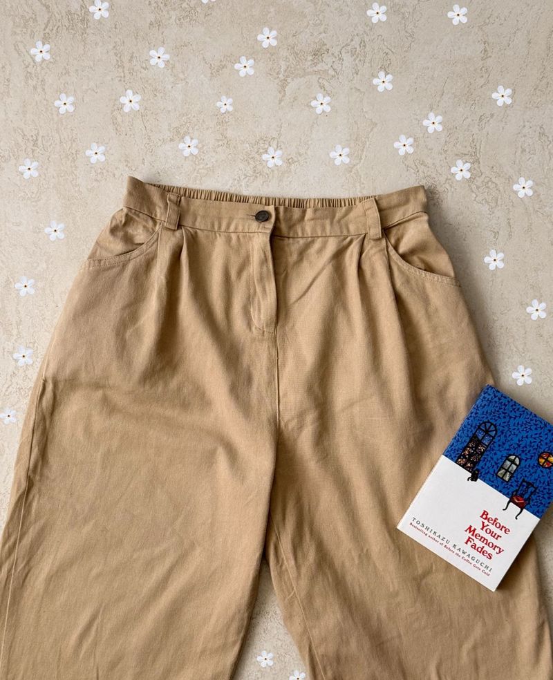 Beige Relaxed Fit Trousers