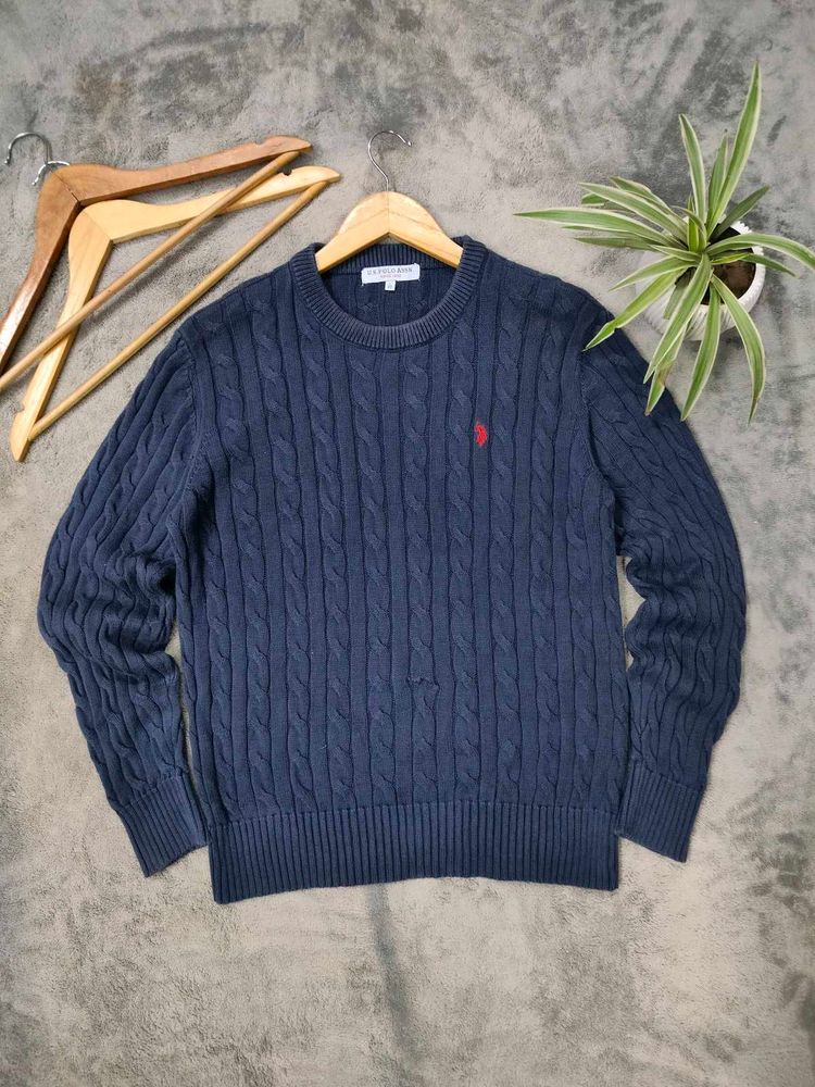 US Polo Cable Knit Pullover Sweater