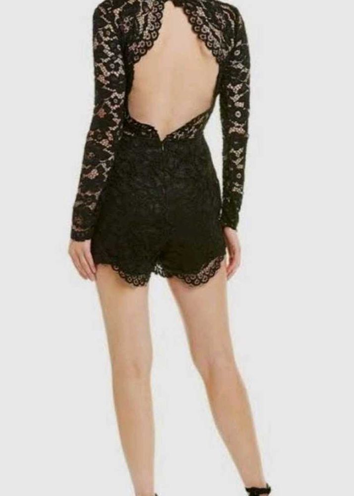 Elegant Black Lace Backless Romper(size: xl,s)