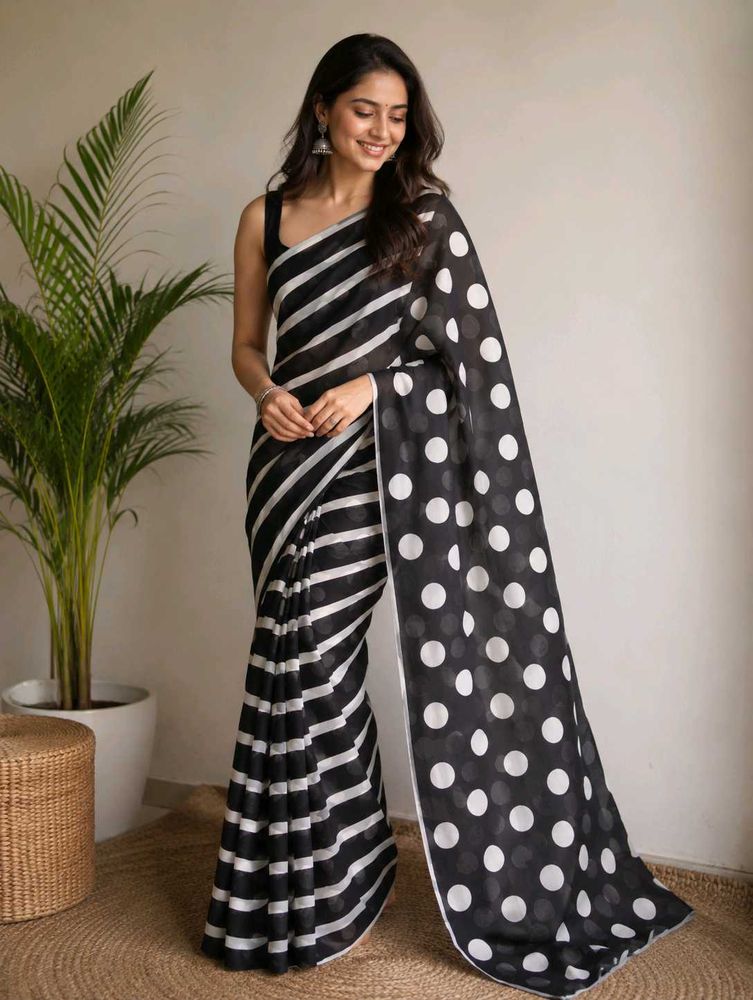 Chic Polka Dot Saree