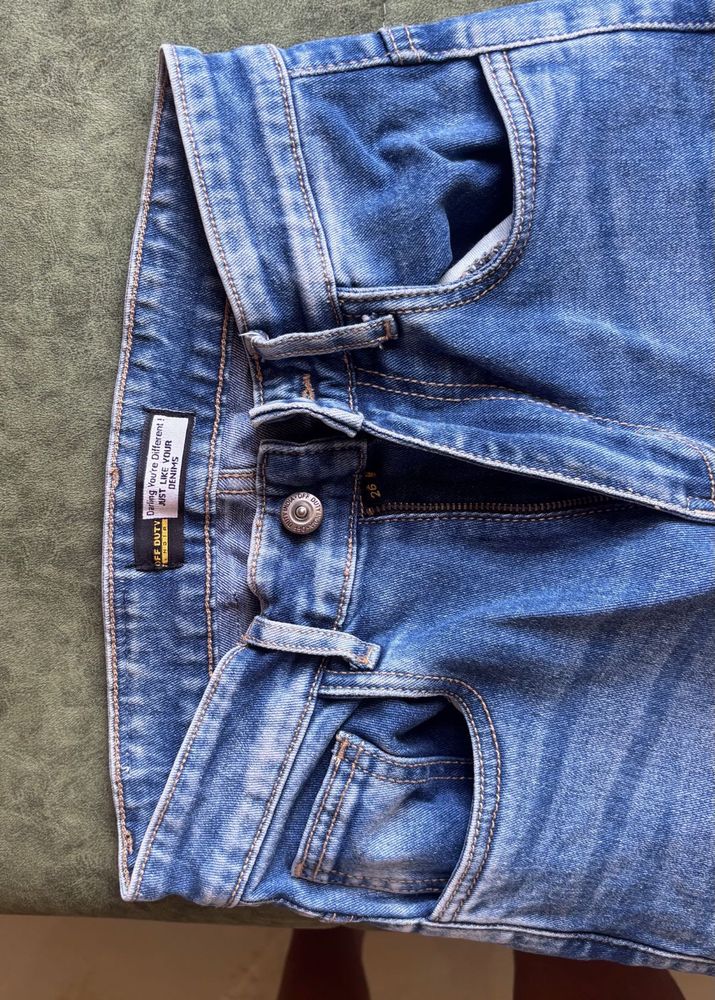 off duty light blue straight fit jeans