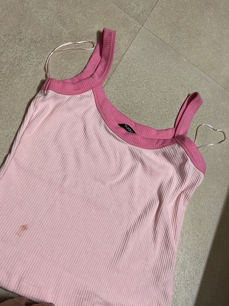 Pink Ribbed Tank Top