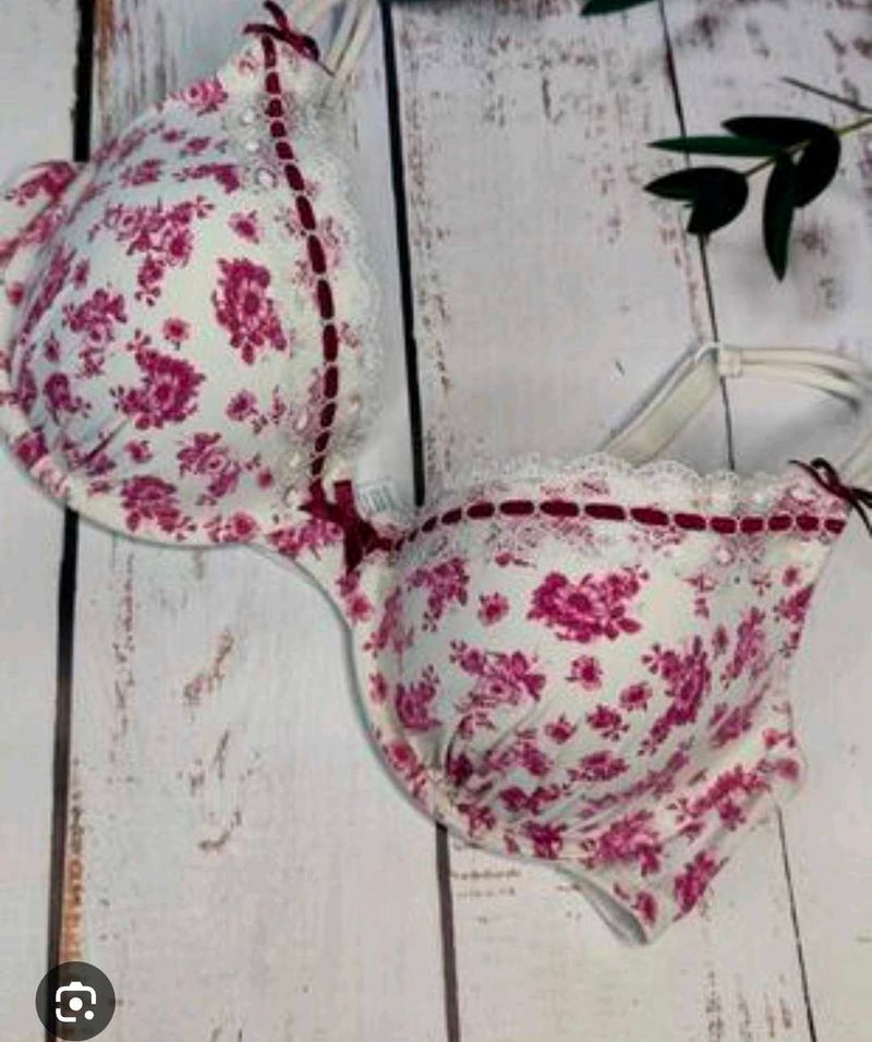 Floral Print Bra With Beautiful Net Penty
