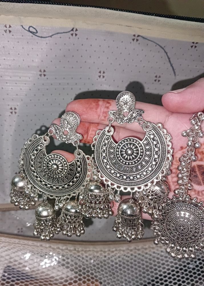 Oxidised Magtika And Earning Set