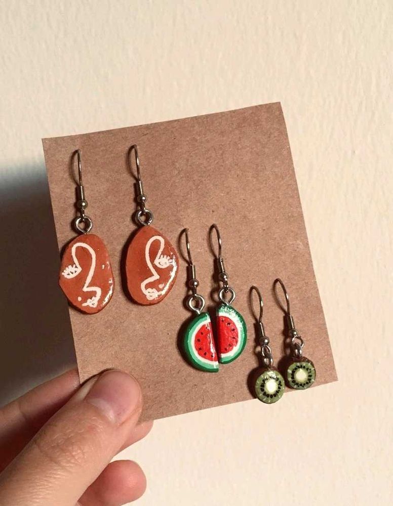 Handmade Fruit &amp; Face Earrings Set