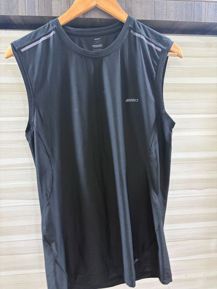 Men's Black Sleeveless Athletic T-Shirt