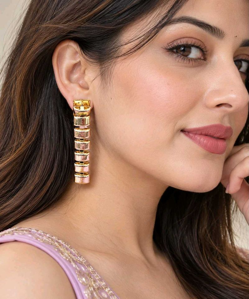 Gold-Tone Dangling Square Earrings