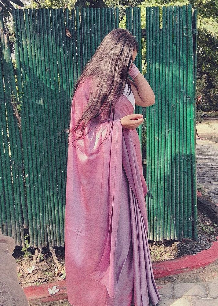Elegant lavender  Satin  Saree