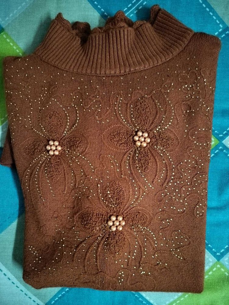Elegant Brown Turtleneck Sweater