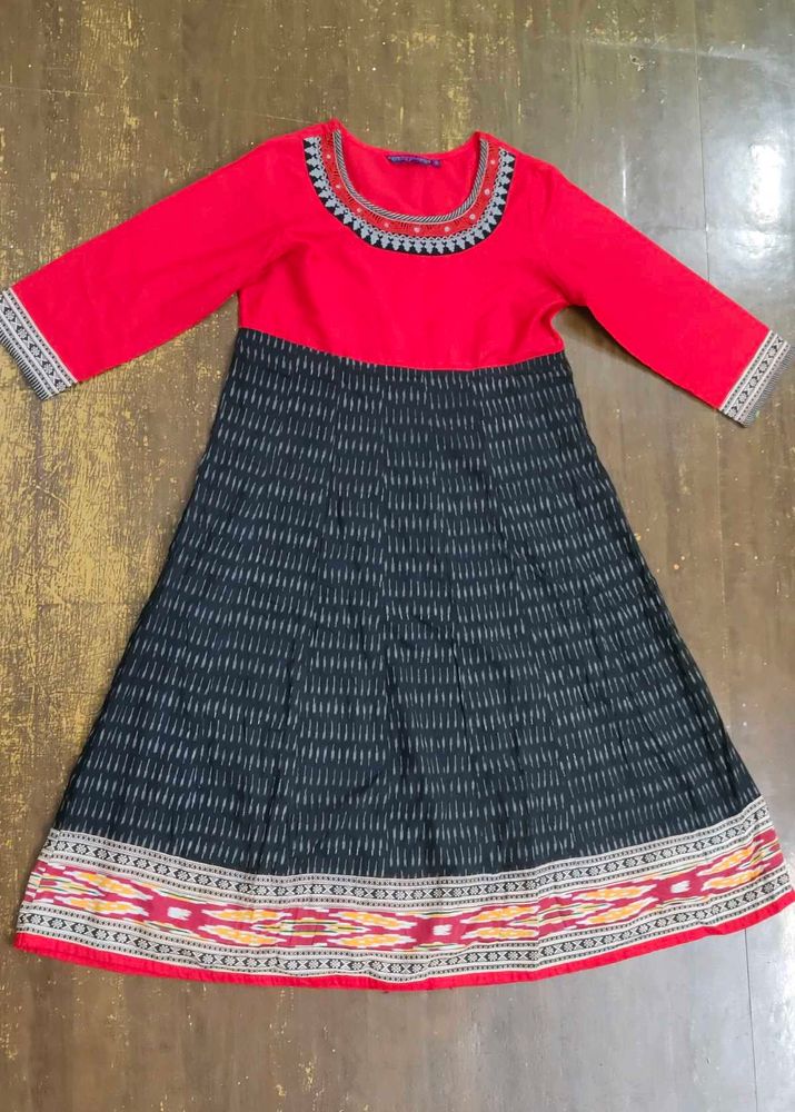 Beautiful Red Black IKKAT Kurta set