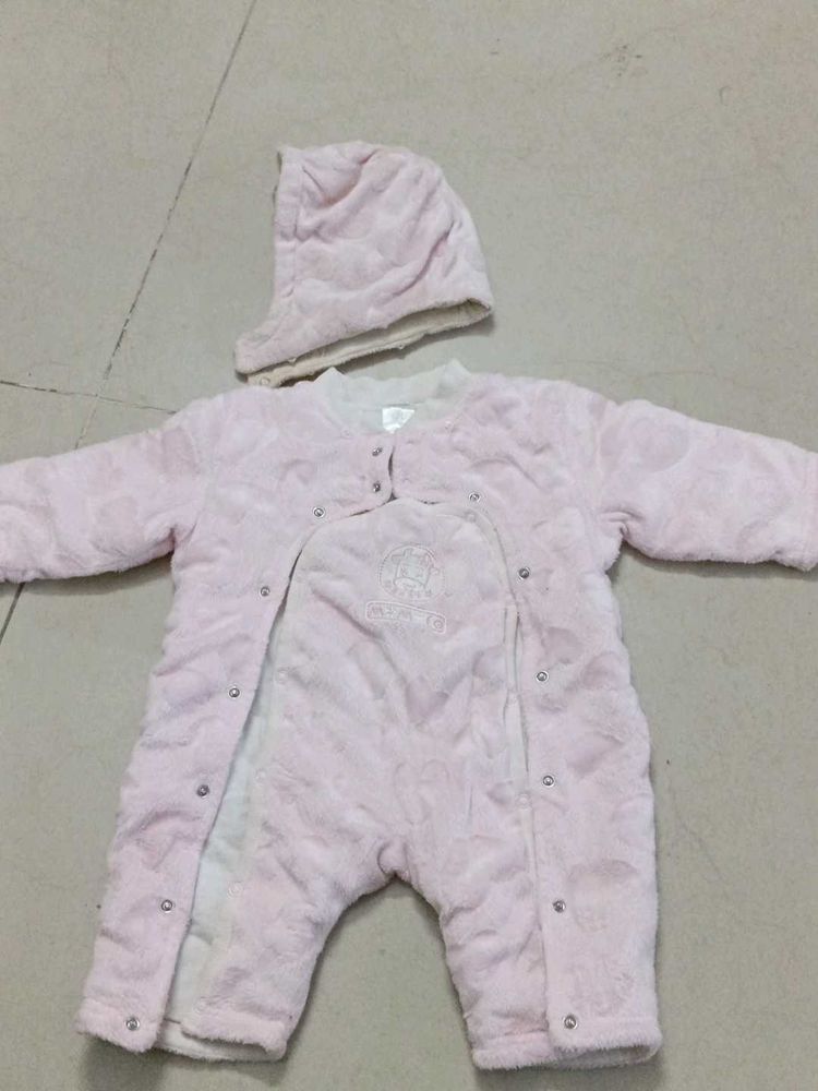 Winter Warm Full Baby Pink Romper