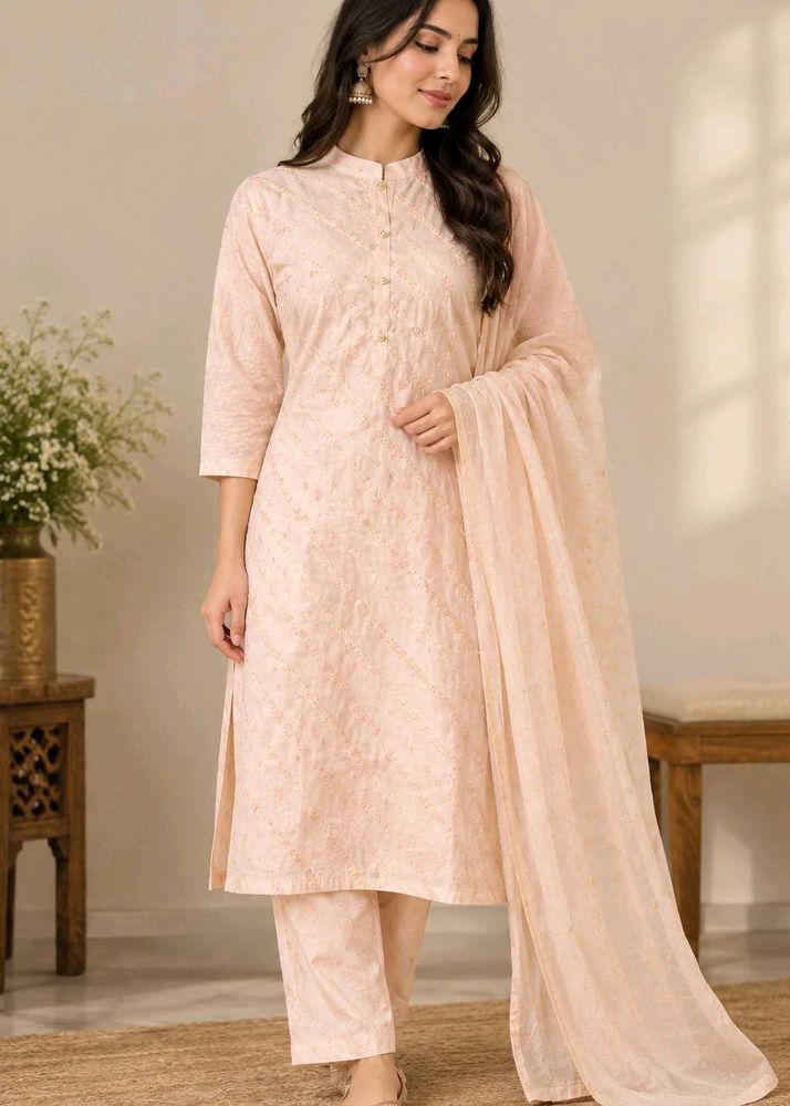 Peach Embroidered Kurta