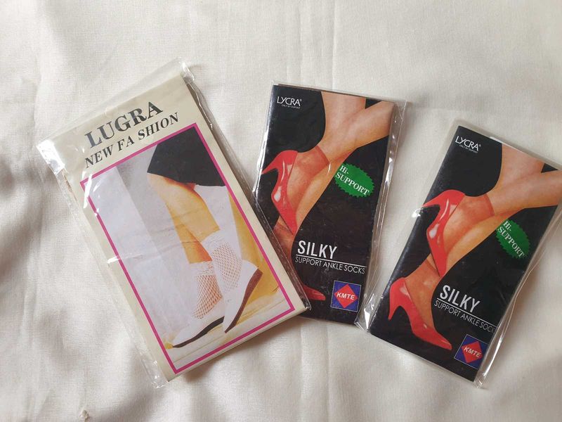 Vintage Lycra Support Ankle Socks - 3 Pack