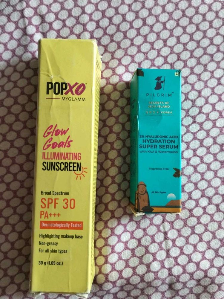 POPxo Illuminating Sunscreen &amp; Pilgrim Serum