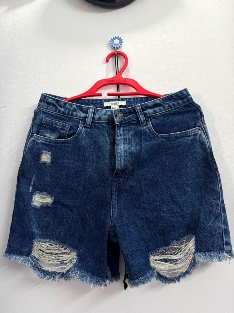 Distressed Denim Shorts