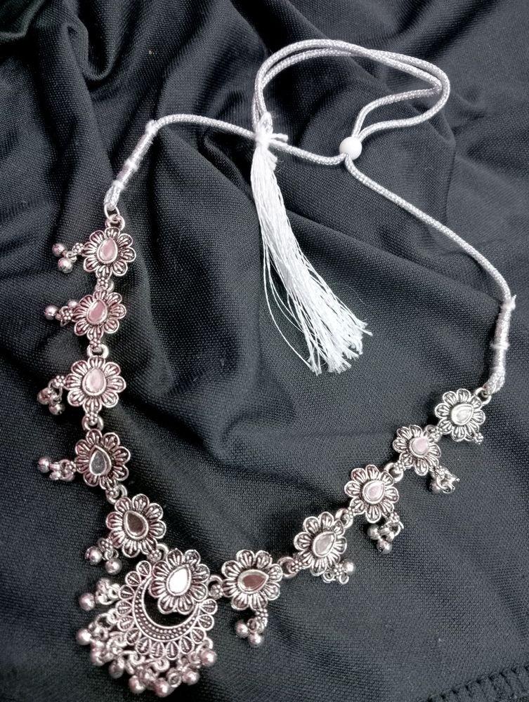 🔥 trendy silver oxidise Jewellery set