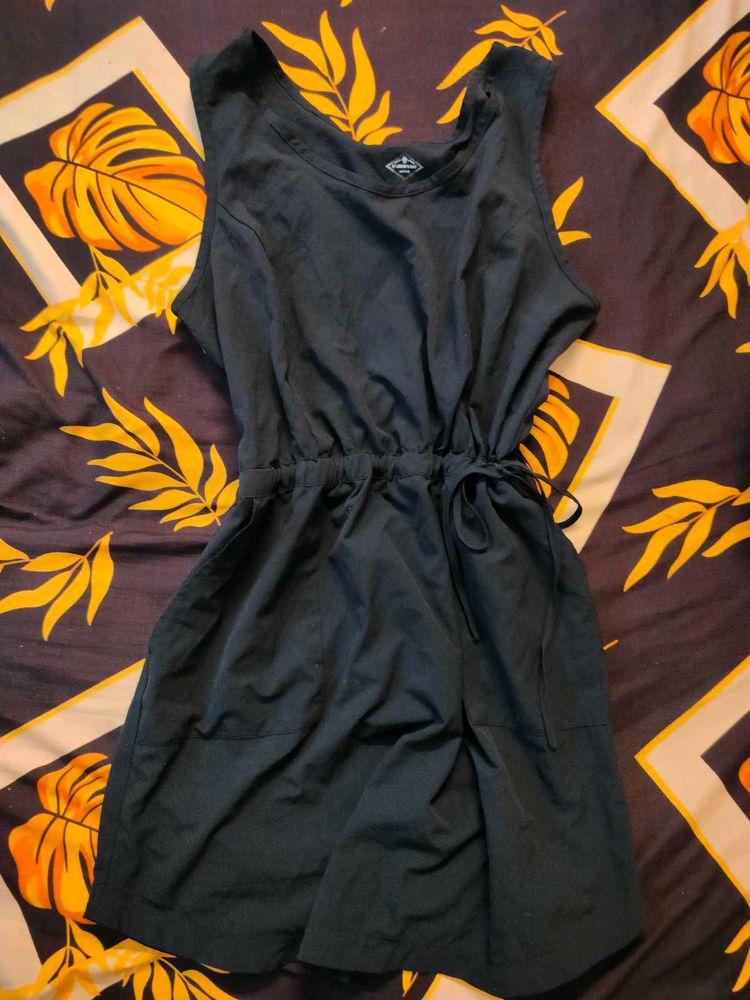 Comfy Sleeveless Drawstring Waist Dress