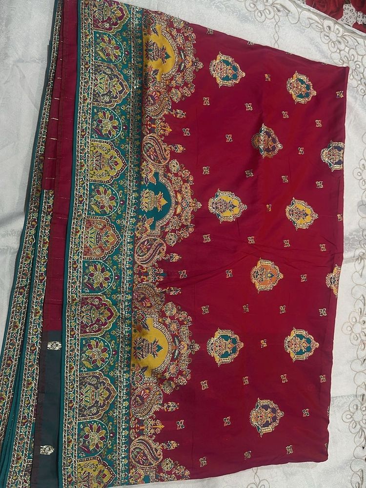 rose pink elegant saree new  with blau