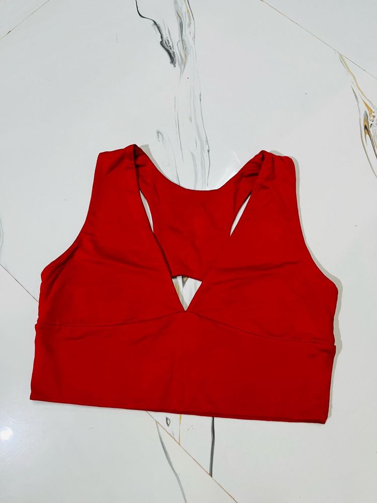 Red Sports top with Cut-out Detail