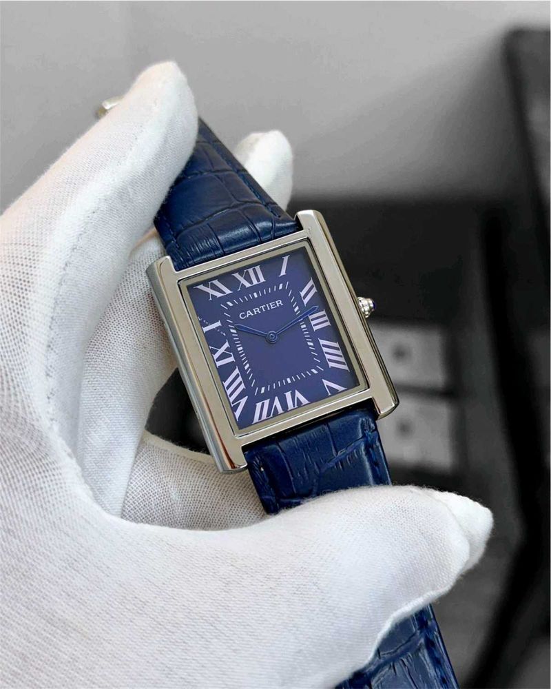 Cartier Tank Watch - Blue Leather