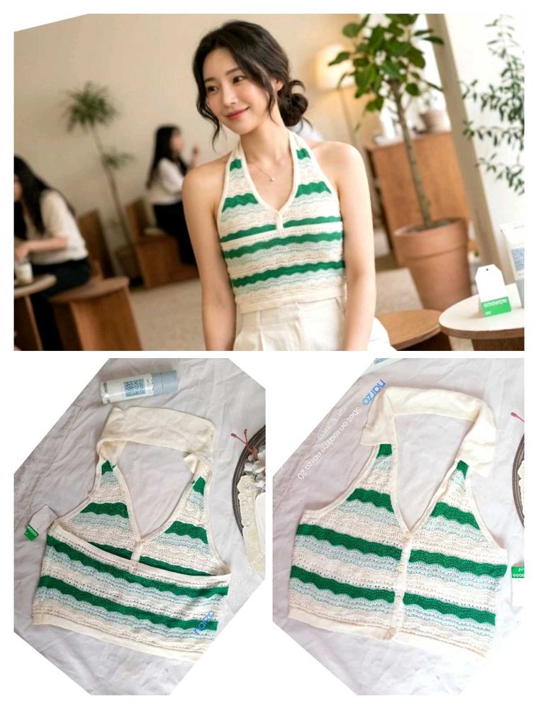 Striped Crocheted Halter Top