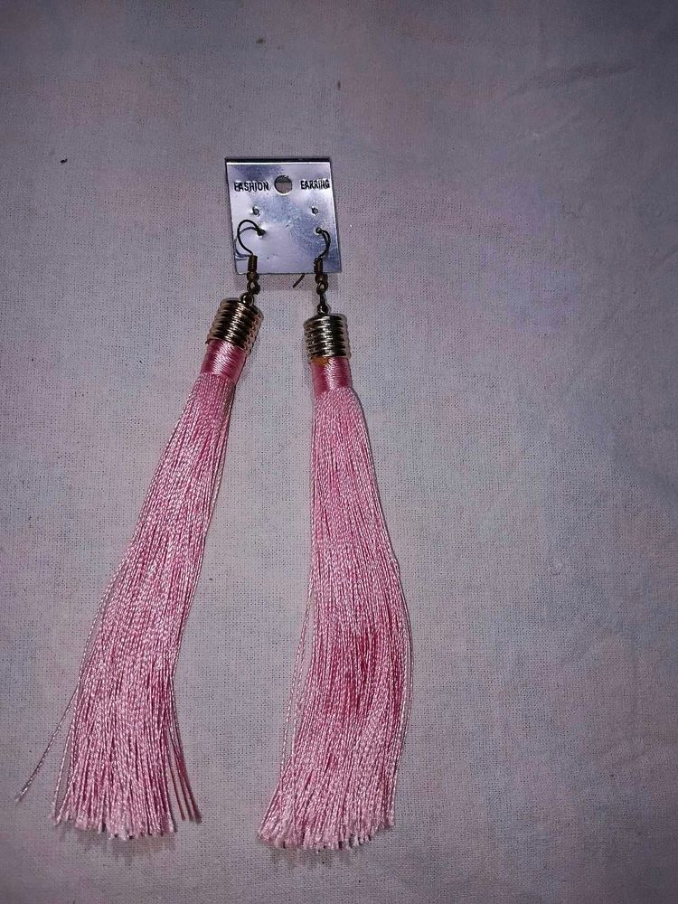 Pink Tassel Drop Earrings