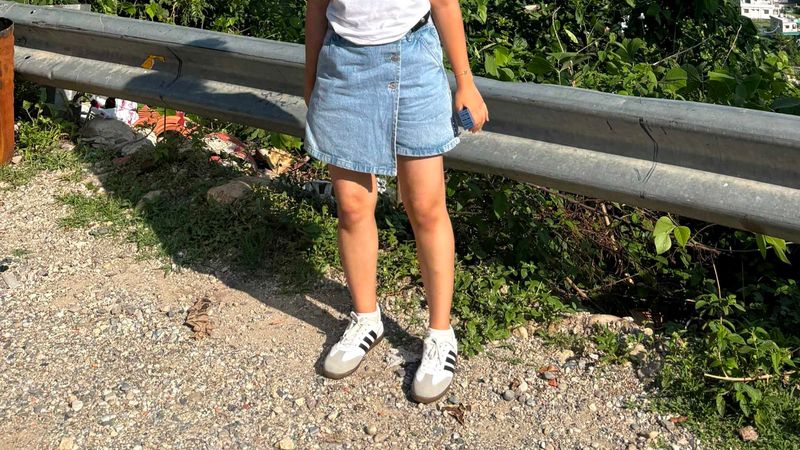 denim blue skorts for women