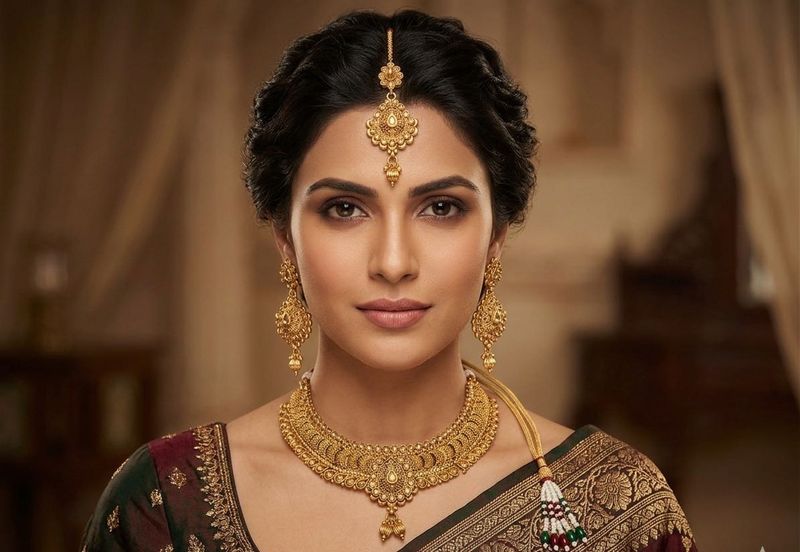 Exquisite Gold-Toned Ethnic Jewellery Set