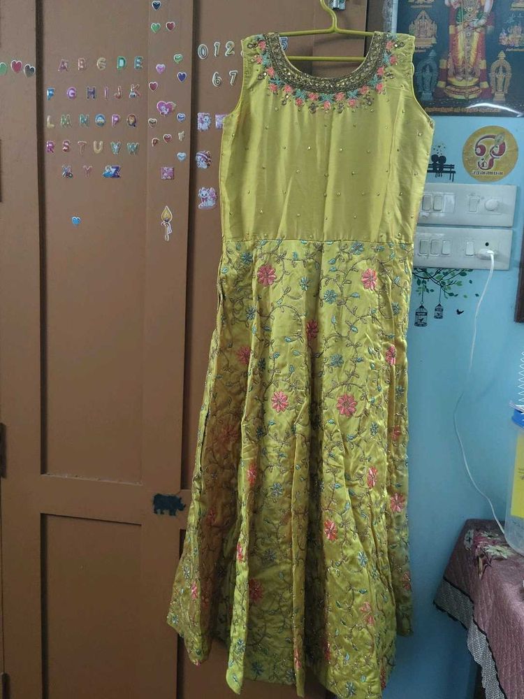 new yellow etnic gown for party wear