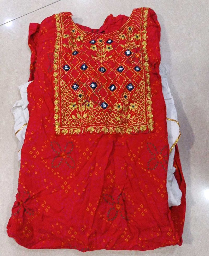 Vibrant Red Bandhani Kurti