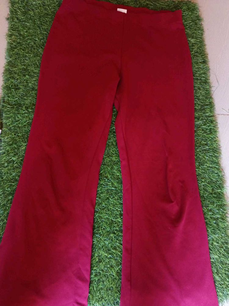 Maroon Bell Bottom Pants women
