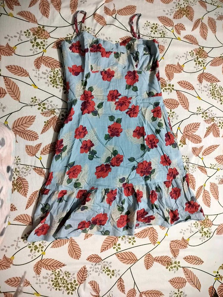 Light Blue Floral Mini Dress