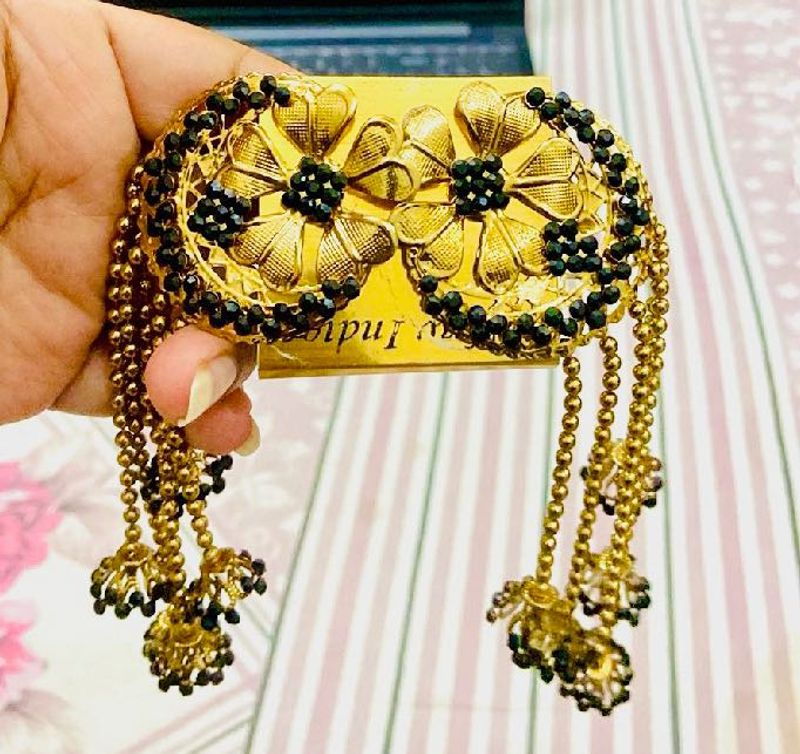 Golden black ear rings