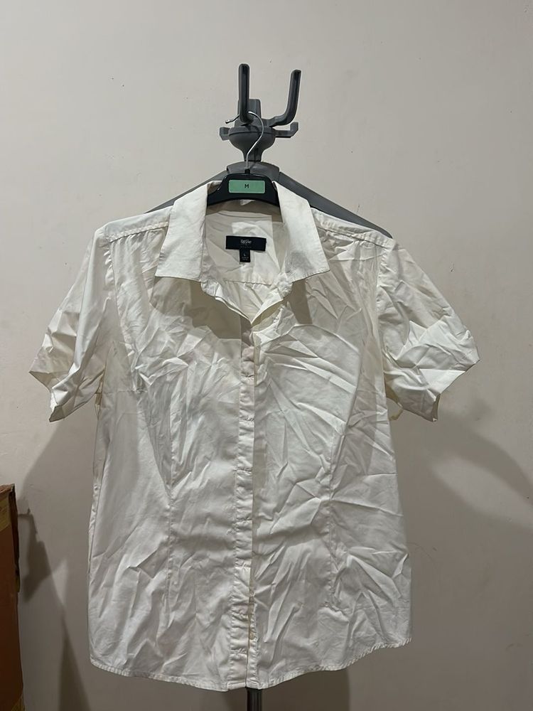 White Short Sleeve Button-Up Shirt