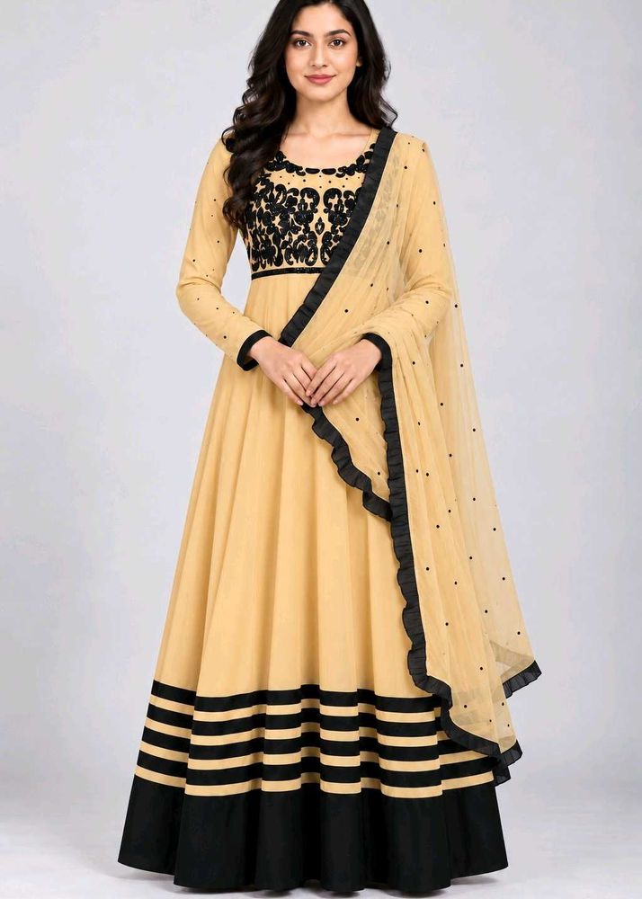 Elegant Beige Anarkali Gown