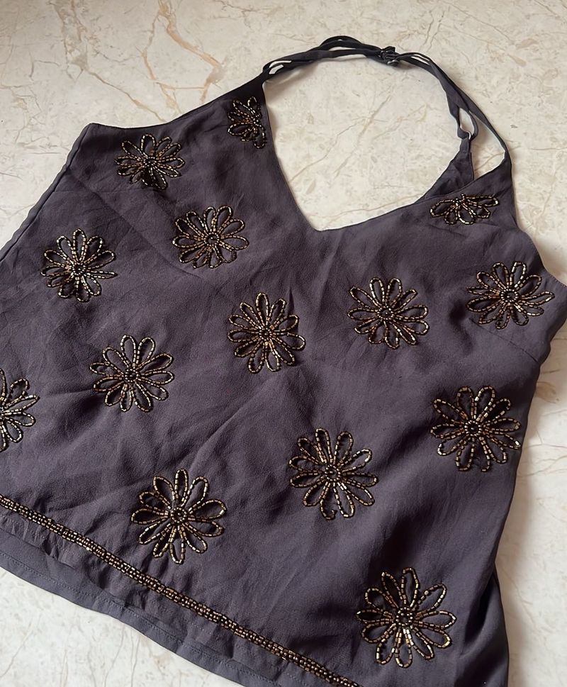 Designer Embellished Halter Neck Top