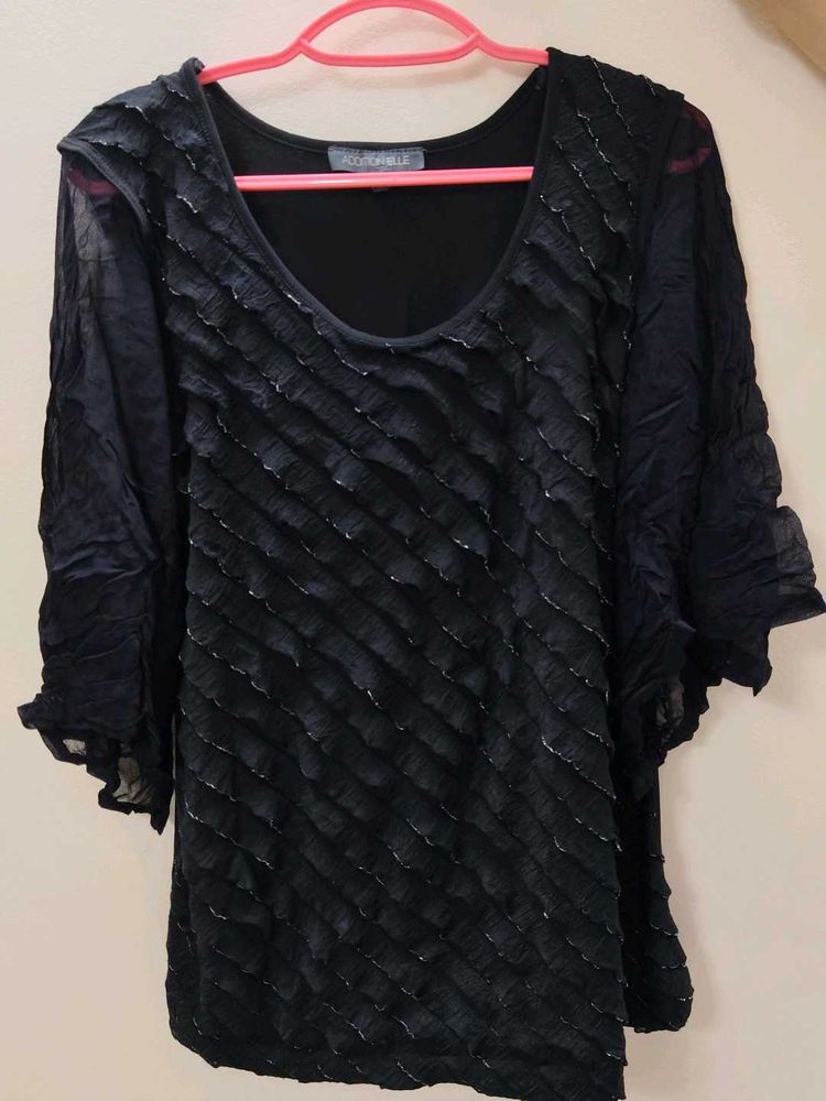 Elegant Black Ruffled Top