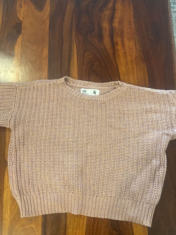Kids Beige Knit Sweater - Size 4