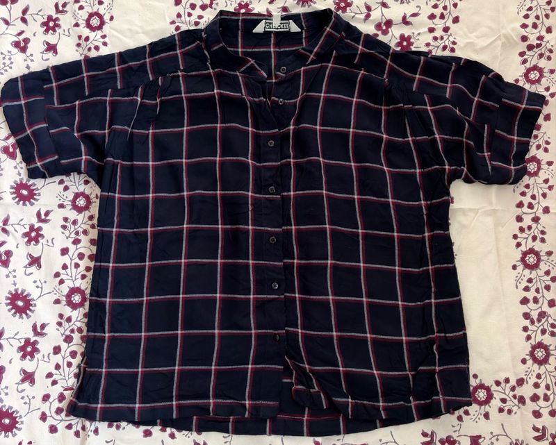 Navy Blue Checkered Shirt