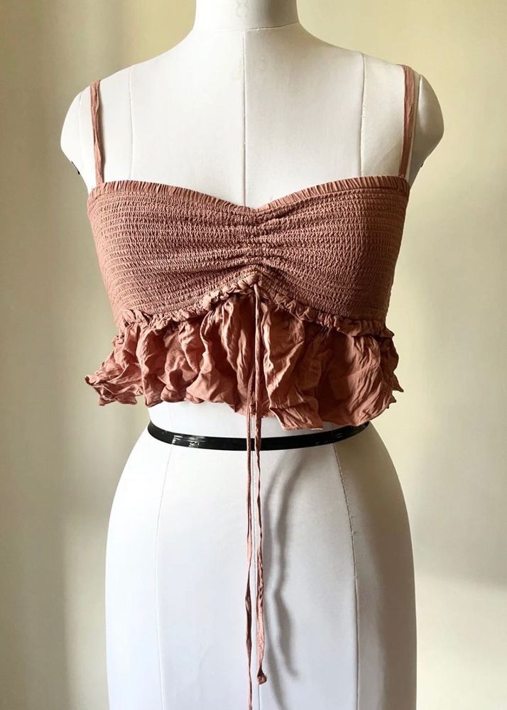 Smocked Ruffle Crop Top