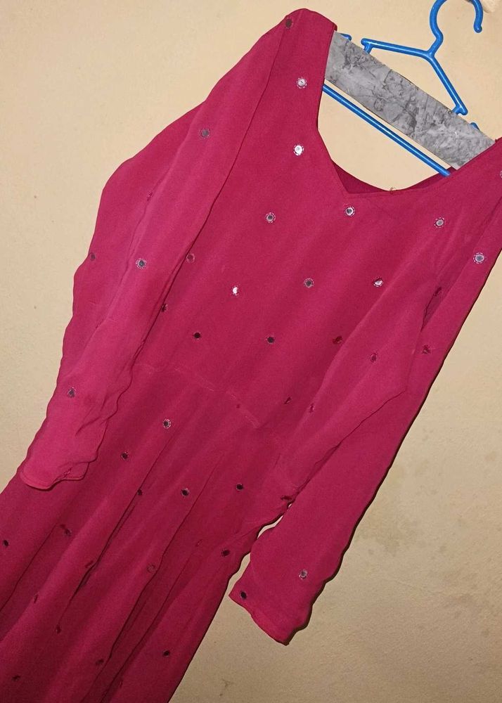Beautiful Pink Sequined Ethnic Gown
