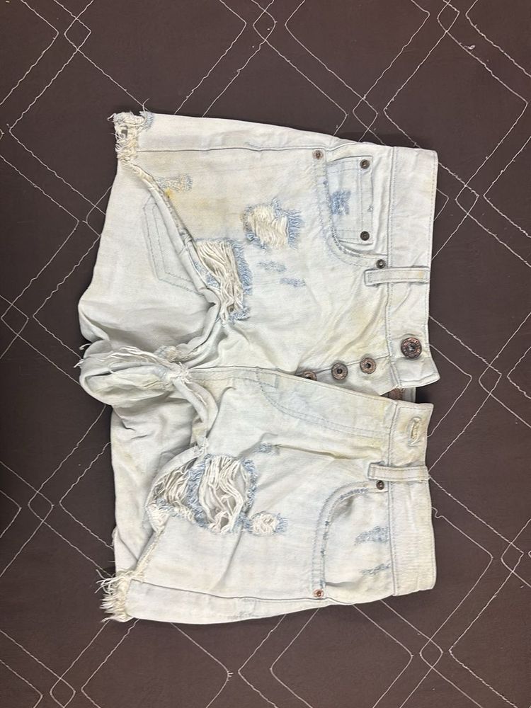 Distressed Denim Shorts