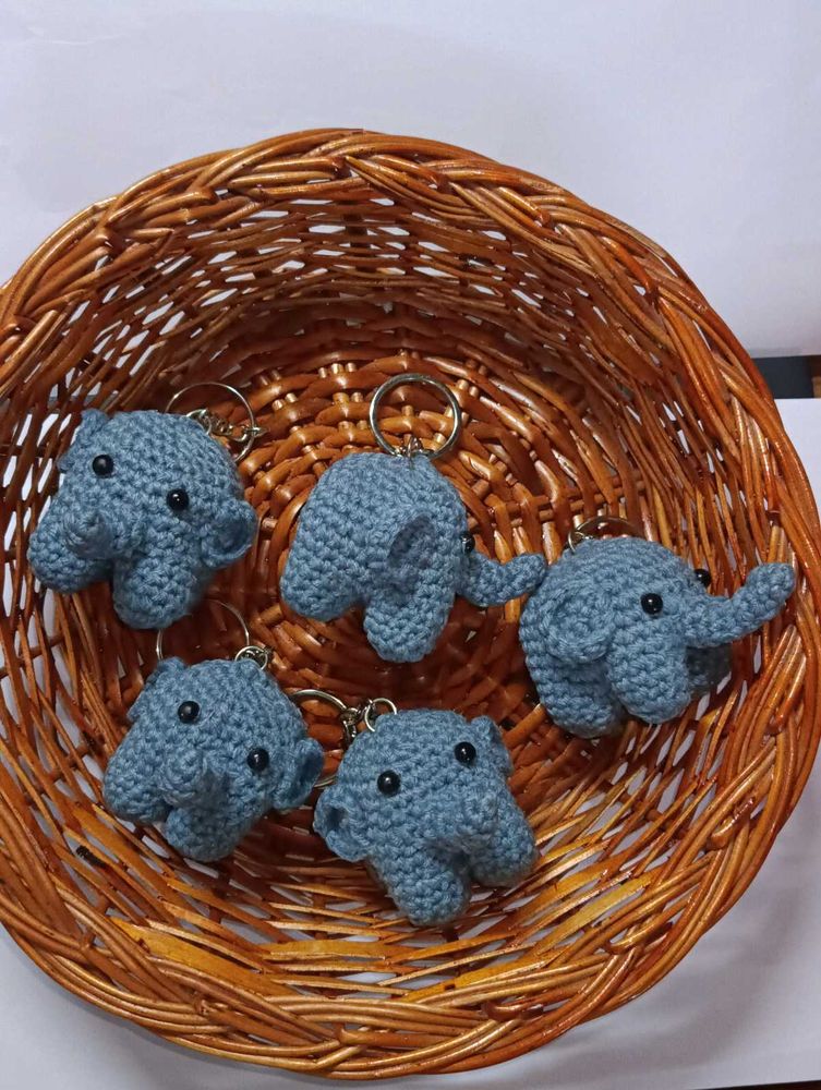 Crochet Elephant Keychains - Handmade Charm