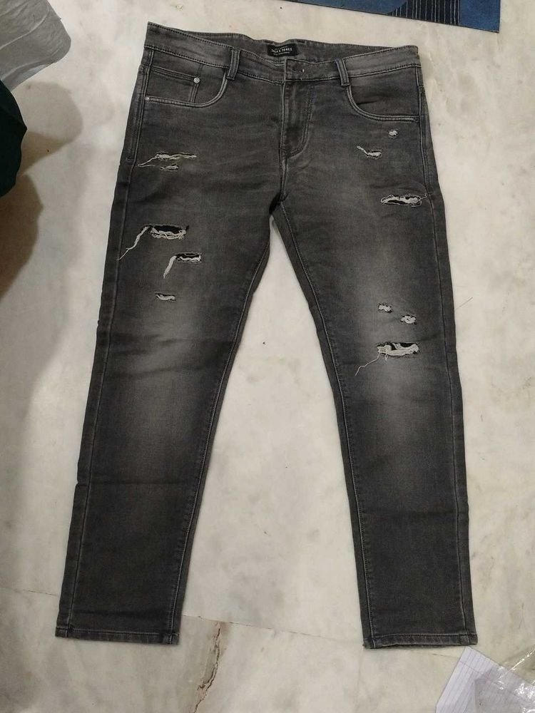 Men's Distressed Grey Jeans