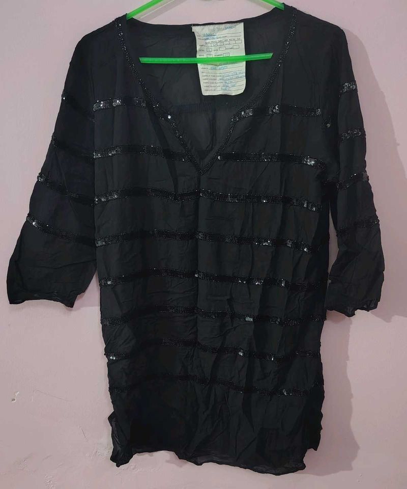 Elegant Black Sequin Kurta