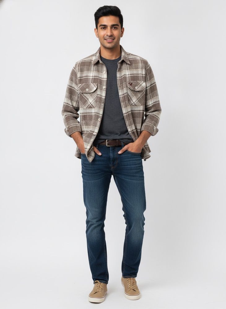 Men's Brown Plaid Flannel Shirt
