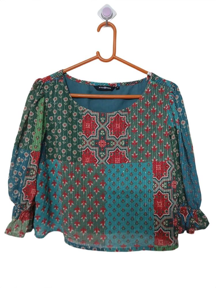 Bohemian Print Patchwork Blouse